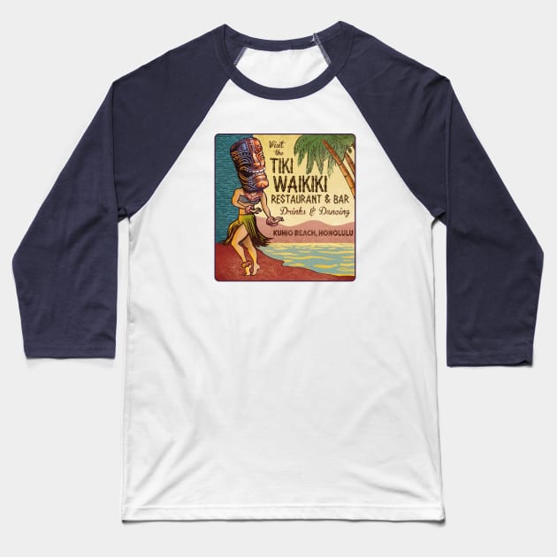 Tiki Waikiki Baseball T-Shirt by ChetArt